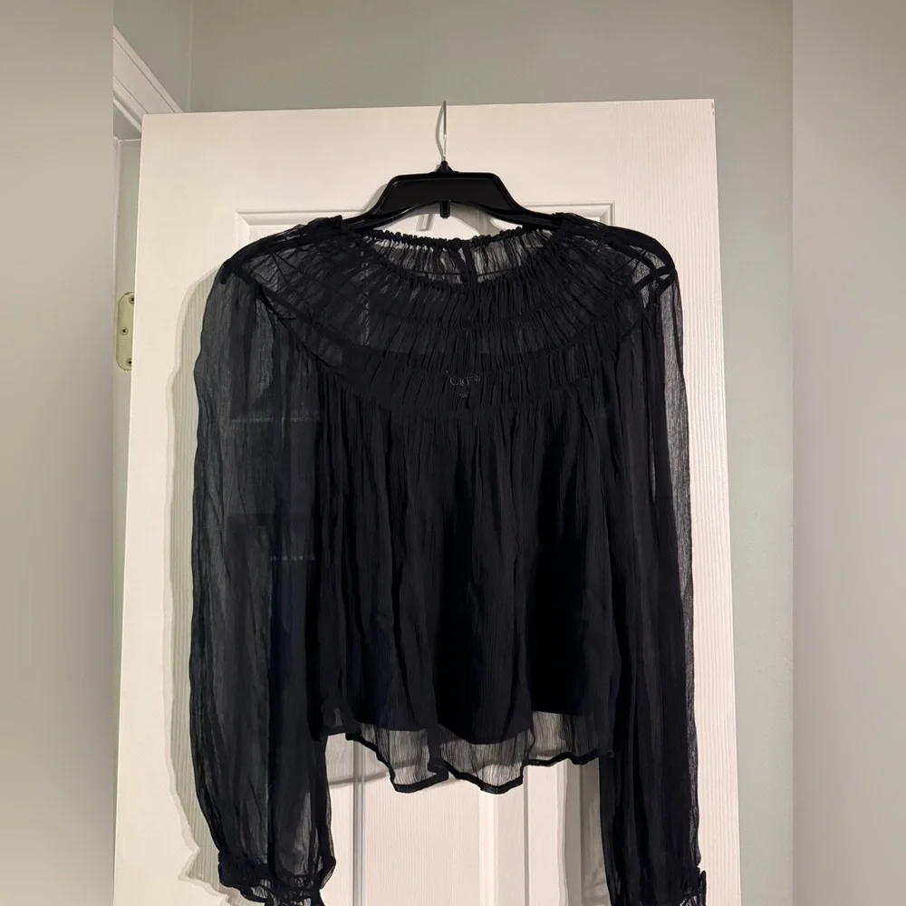 J. Crew Elegant Black Sheer Blouse - Picture 3 of 5